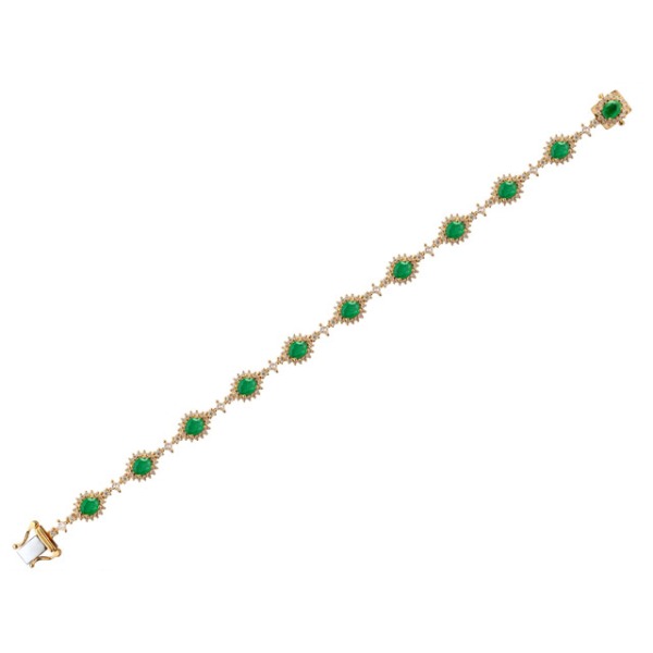 Gold Bracelet with Emerald and Diamond