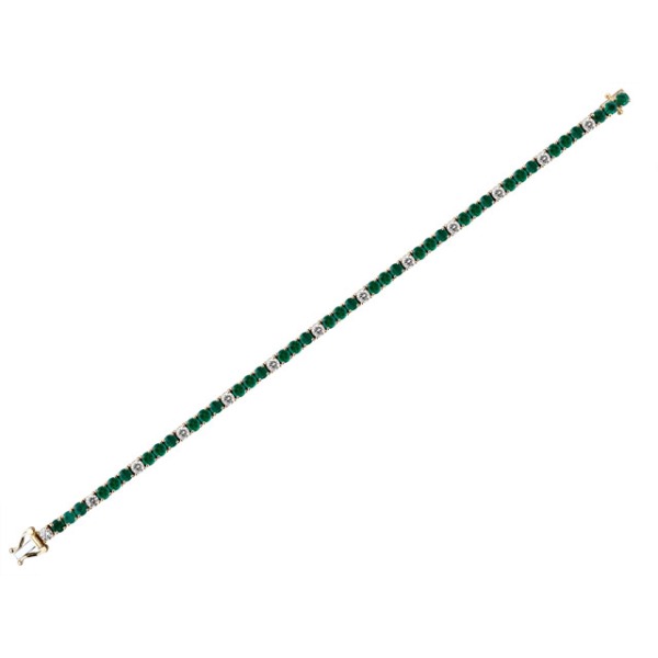 Gold Bracelet with Emerald and Diamond