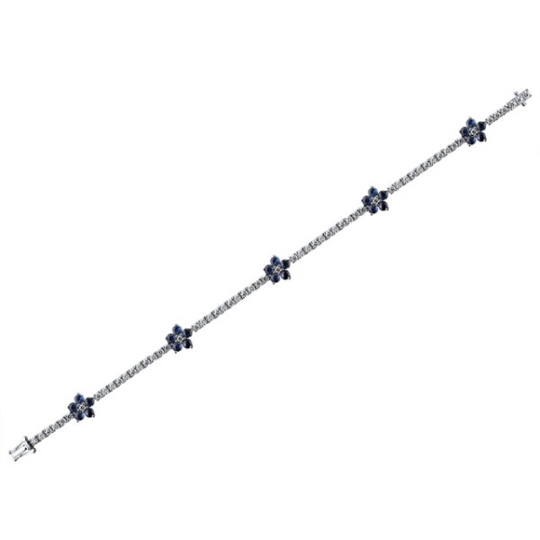 Gold Bracelet with Blue Sapphire and Diamond