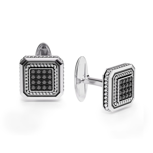 Gold Cufflinks with Black Diamond