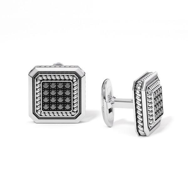 Gold Cufflinks with Black Diamond