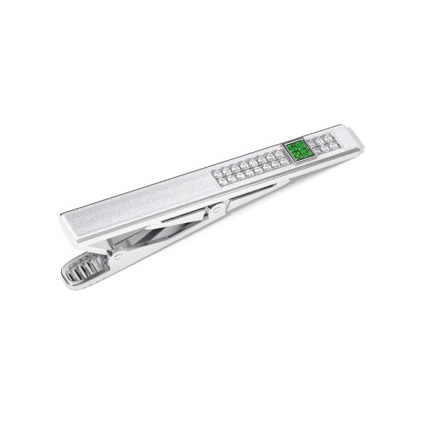Gold Tie Clip with Emerald & Diamond