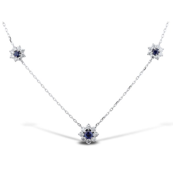 Gold Necklace with Sapphire and Diamond