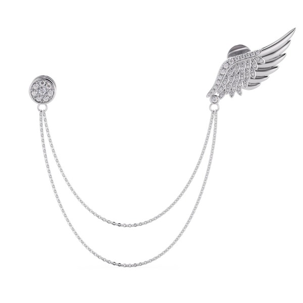 Gold Mens Brooch with Diamond