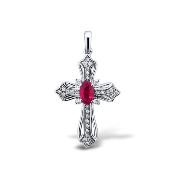 Gold Pendant with Ruby and Diamond