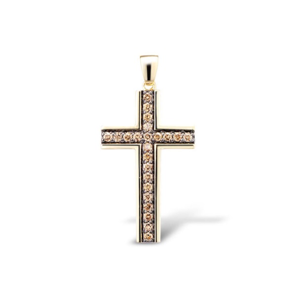 Gold Mens Pendant with Brown Diamond