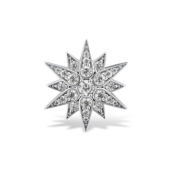 Gold Mens Brooch with Black Diamond and Diamond