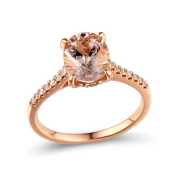 Gold Ring with Morganite and Diamond