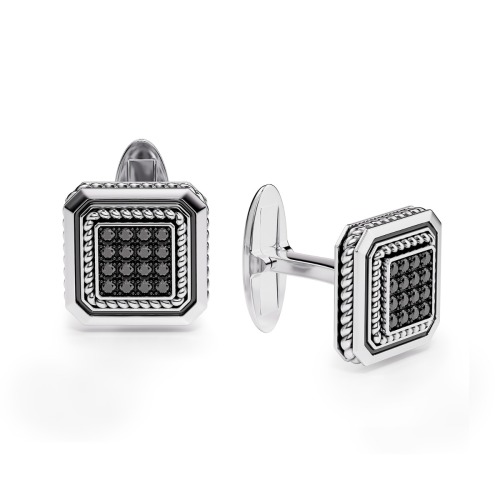 Gold Cufflinks with Black Diamond