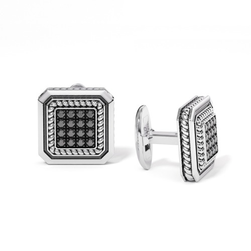 Gold Cufflinks with Black Diamond
