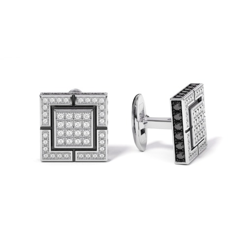 Gold Cufflinks with White & Black Diamond