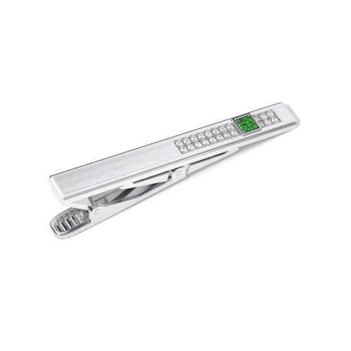 Gold Tie Clip with Emerald & Diamond