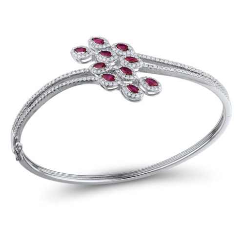 Gold Bangle with Ruby and Diamond
