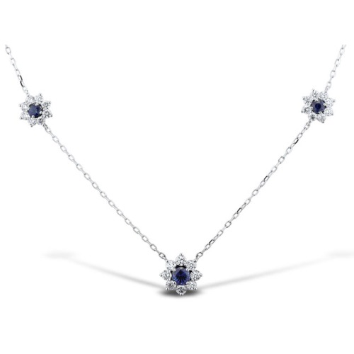 Gold Necklace with Sapphire and Diamond