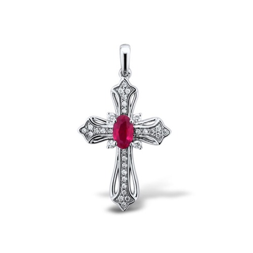 Gold Pendant with Ruby and Diamond