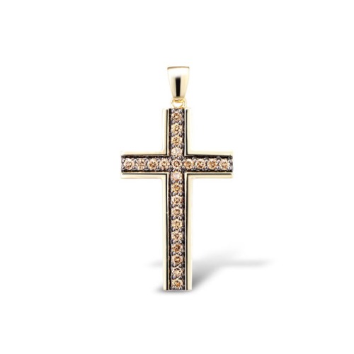 Gold Mens Pendant with Brown Diamond