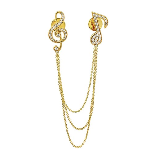 Gold Mens Brooch with Diamond