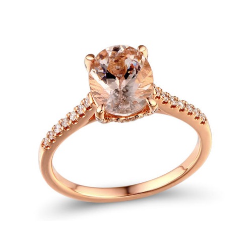 Gold Ring with Morganite and Diamond