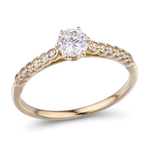 Gold Semi-Mounting Ring With Diamond